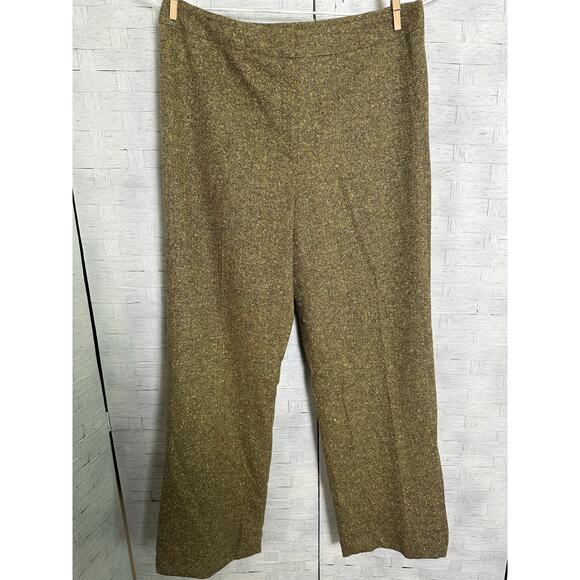Lafayette 148 New York Pants - Lafayette 148 women’s trousers wide leg woven wool green academia heritage